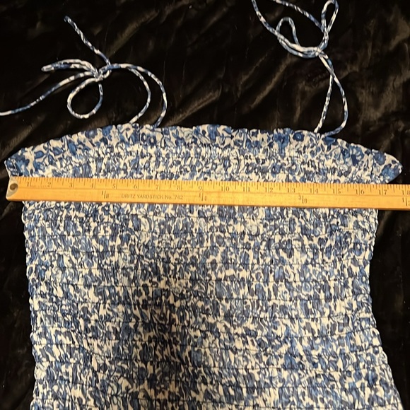 NWT TOPSHOP BLUE FLORAL MINI SZ-10 SHIRRED with SPAGHETTI STRAP BUNNY TIES - Picture 6 of 8